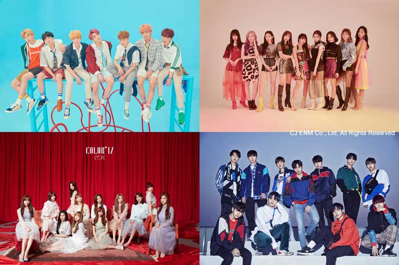 BTS、Wanna One、TWICE、IZ*ONE