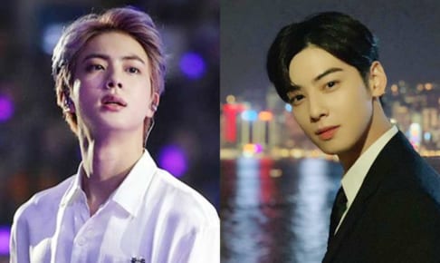 BTSジン、ASTROウヌ（右）