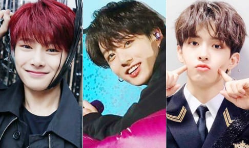 （左から）Stray Kids I.N、BTS ジョングク、VICTON スビン