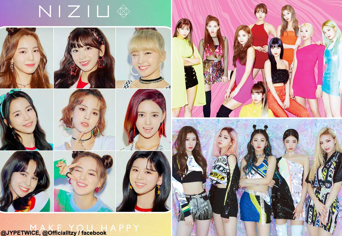 （左から時計回りに）NiziU、TWICE、ITZY