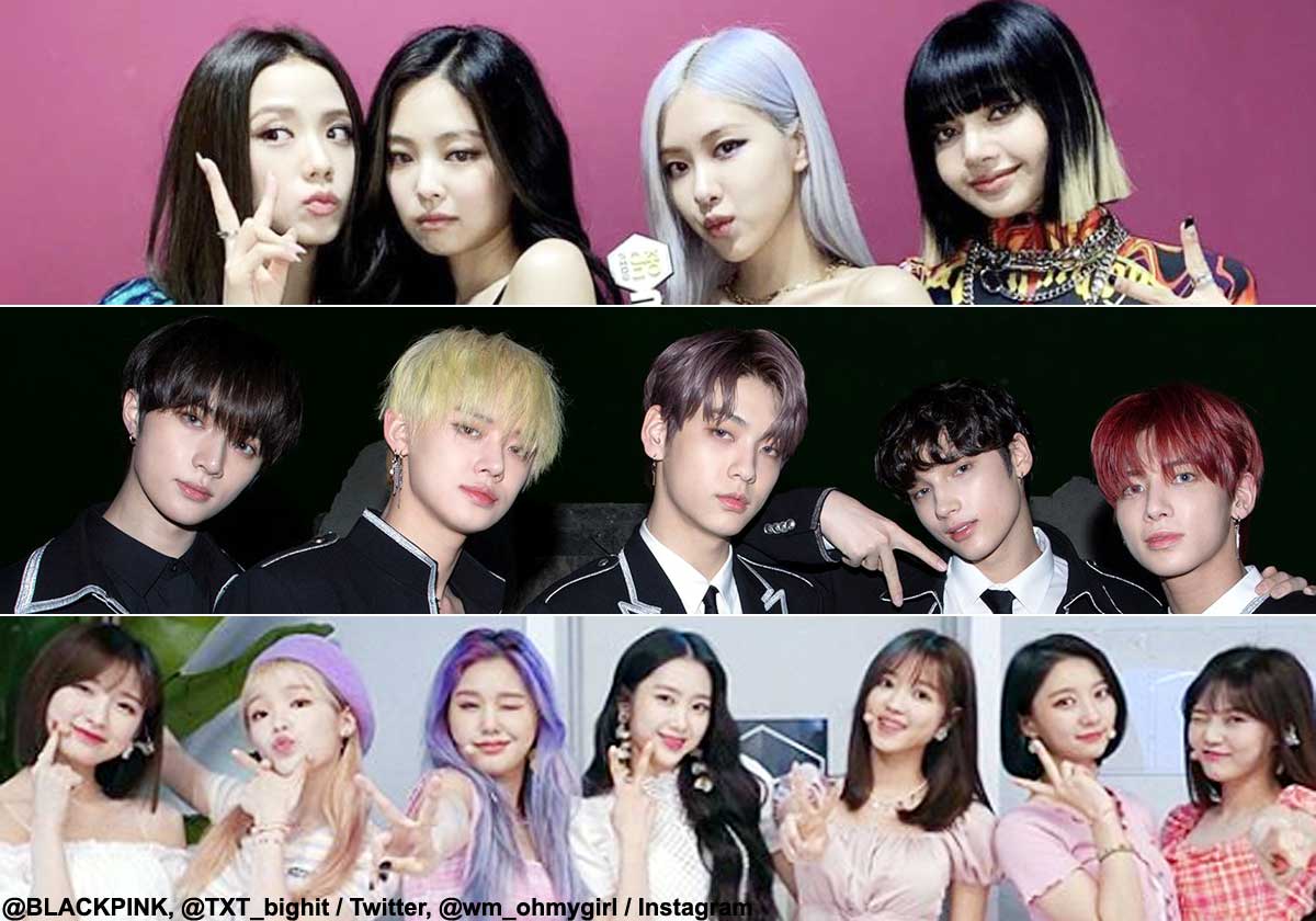 （写真上から）BLACKPINK、TXT（TOMORROW X TOGETHER）、OH MY GIRL