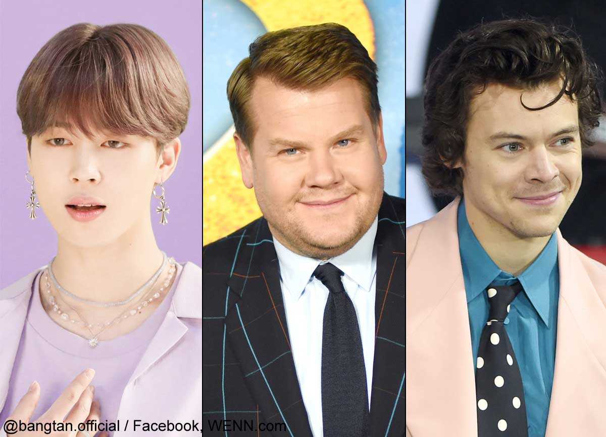 BTS ジミン、ジェームズ・コーデン、ハリー・スタイルズ（右）