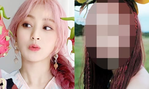 TWICE ジヒョ（左）とある人物（右）