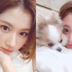 TWICE サナ（左）、ツウィと愛犬 グッチ（右）