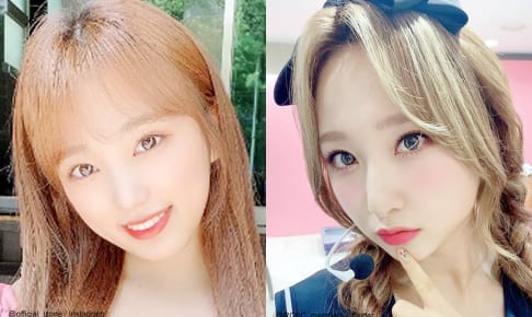IZ*ONE 矢吹奈子（左）とRocket Punch ジュリ（高橋朱里）