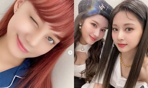 NiziU ニナ、TWICE（左から）サナ、ツウィ