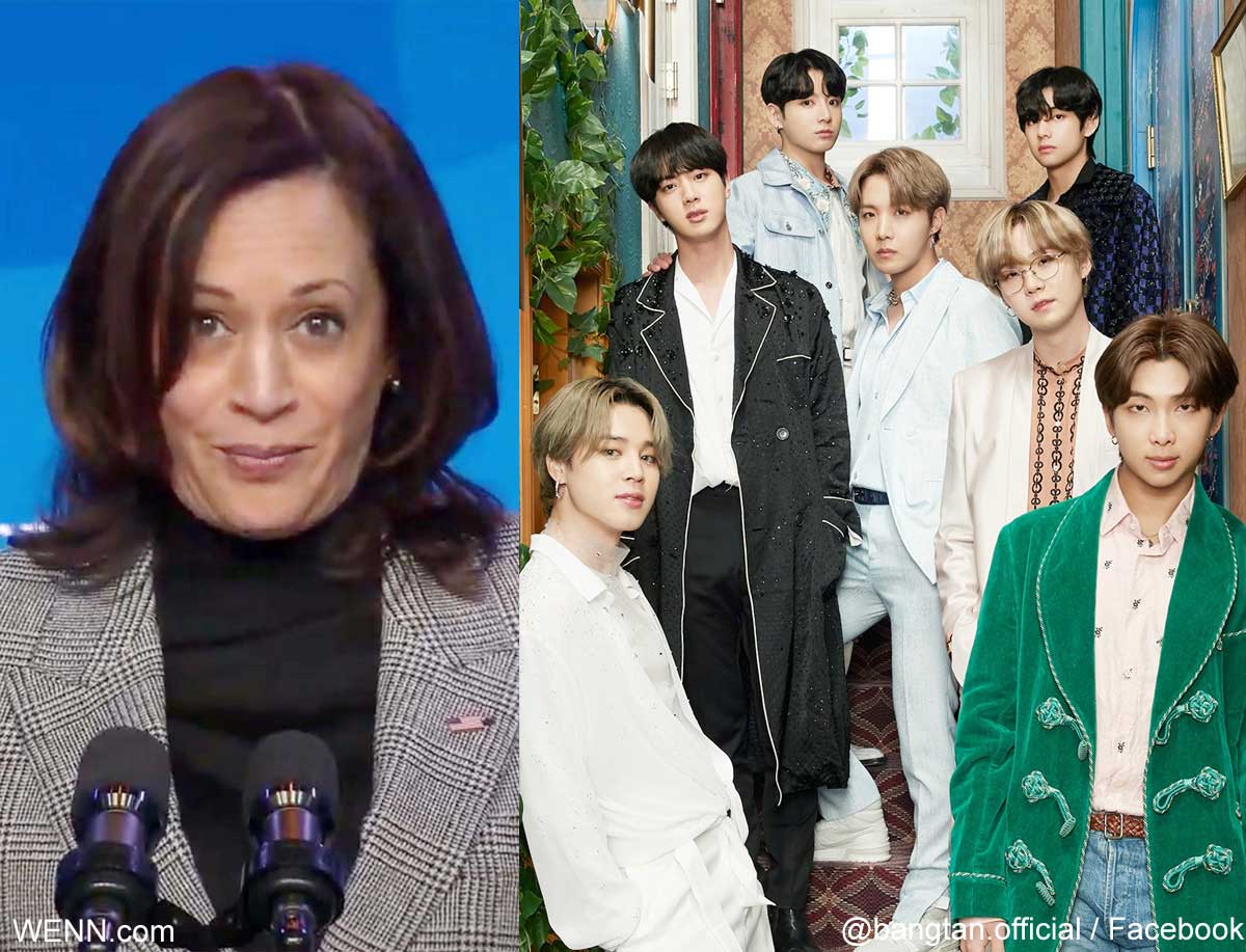 米副大統領 カマラ・ハリス、BTS（右）