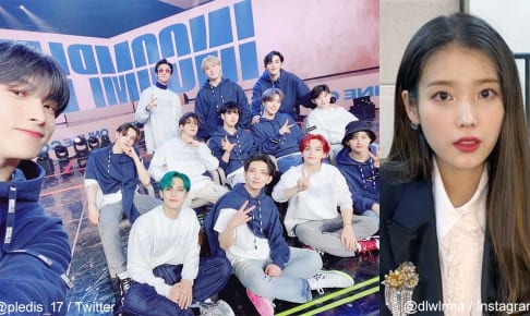 SEVENTEEN、IU（右）