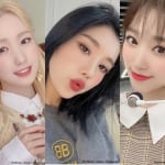 IZ*ONE 本田仁美（左）、ウンビ（中央）、矢吹奈子（右）
