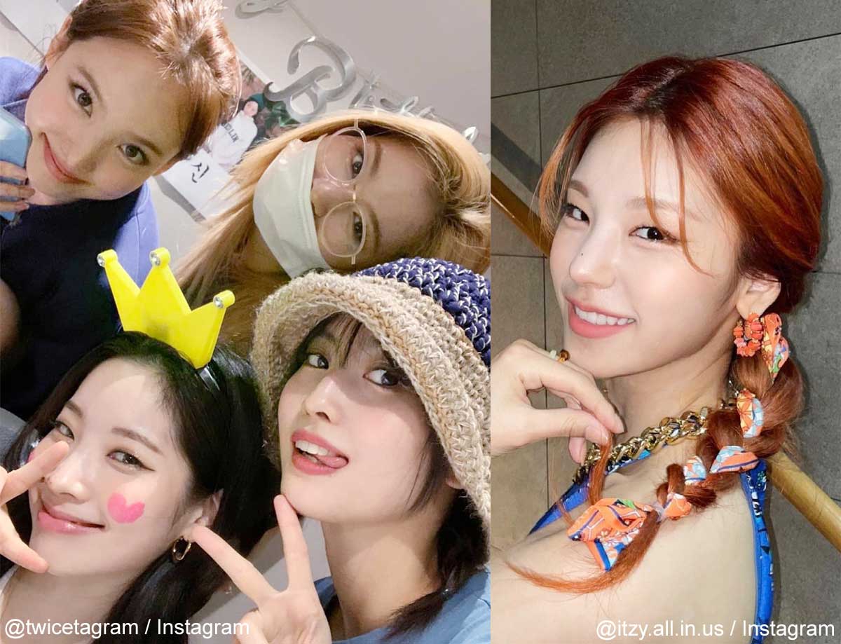 左から時計回りにTWICE ナヨン、サナ、モモ、ダヒョン、（右）ITZY イェジ