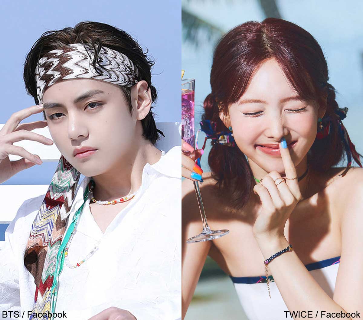 BTS V、TWICE ナヨン（右）