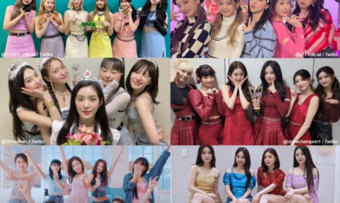 STAYC（左上）、ITZY（右上）、Red Velvet（中段左）、IVE（中段右）、OH MY GIRL（左下）、Brave Girls（右下）