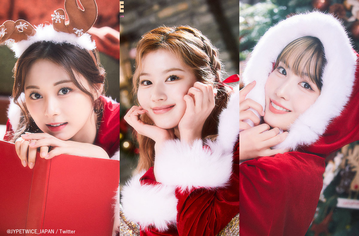最高のクリスマスソング「Wonderful Day」を披露したTWICE（左から）ツウィ、サナ、モモ