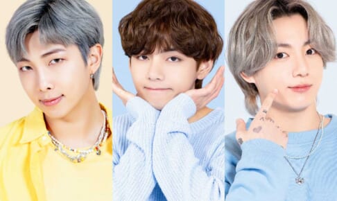 （左）BTS RM（中央）V（右）ジョングク