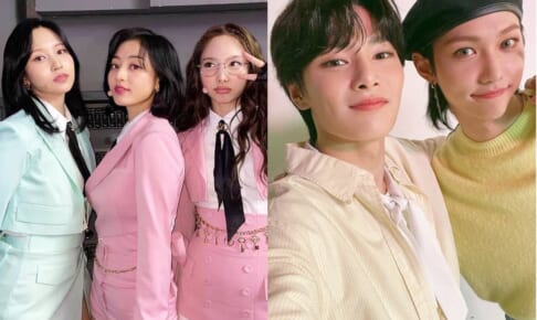 TWICE ミナ、ジヒョ、ナヨン、Stray Kids アイエン、フィリックス（右）