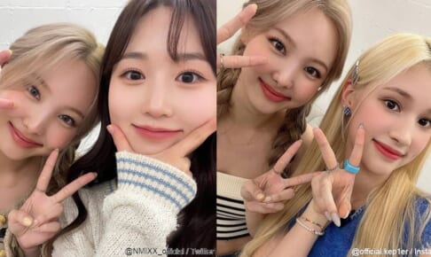 （左）TWICE ナヨン＆NMIXX ヘウォン、（右）TWICE ナヨン＆Kep1er ヒュニンバヒエ