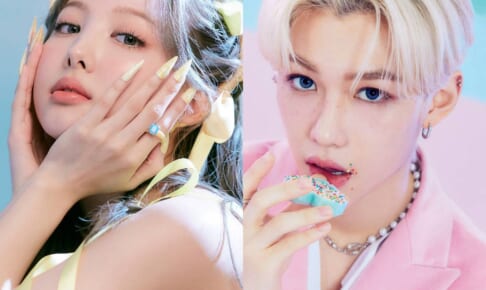 TWICE ナヨン、Stray Kids フィリックス（右）