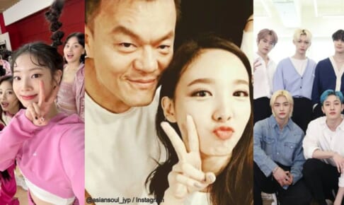 （左から）TWICE、J.Y.Park、Stray Kids