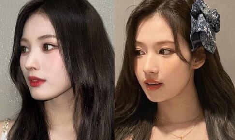 NMIXX ジニ（左）、TWICE サナ（右）