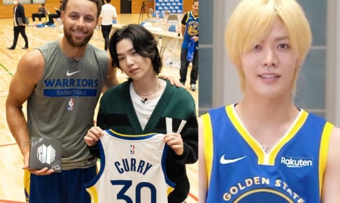 ステフィン・カリー、BTS シュガ、NCT ユウタ（右）
