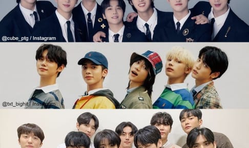 上段から順にPENTAGON、TXT（TOMORROW X TOGETHER）、SF9