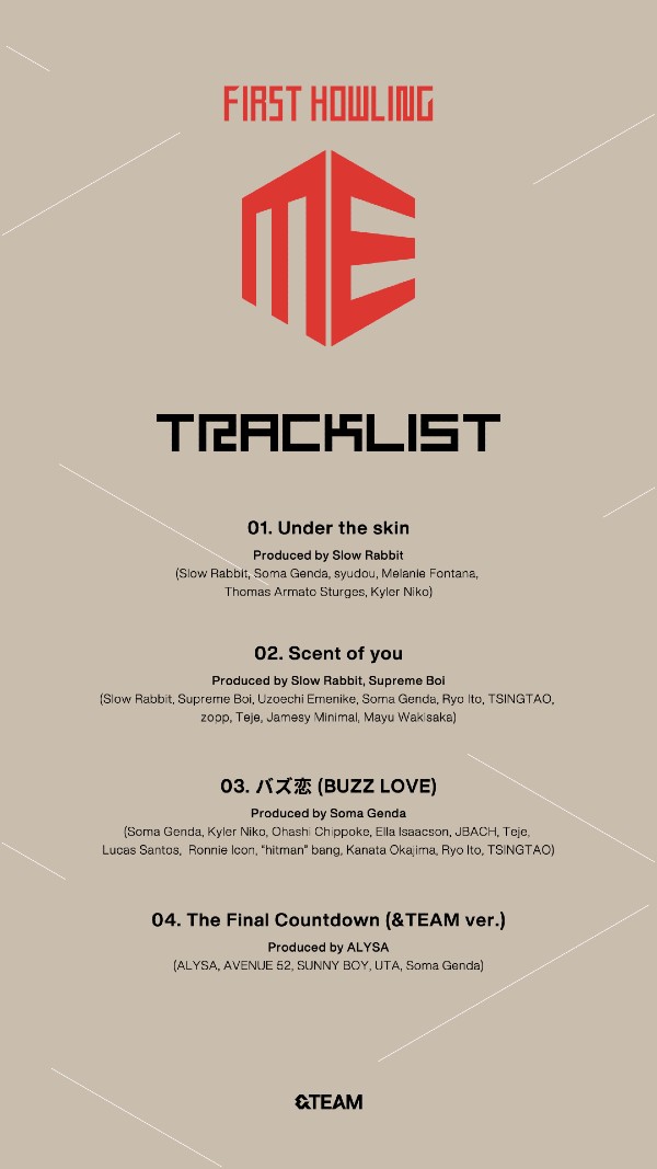 「First Howling : ME」TrackList：(C)HYBE LABELS JAPAN