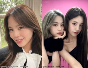 NiziU マコ（左）、ITZY リュジン＆イェジ（右）