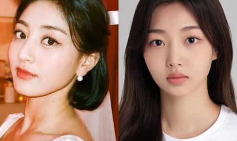 TWICE ジヒョ、イ・ハウム（右）