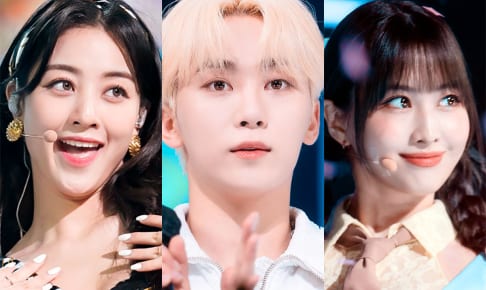 （左から順に）TWICE ジヒョ、SEVENTEEN スングァン、TWICE モモ