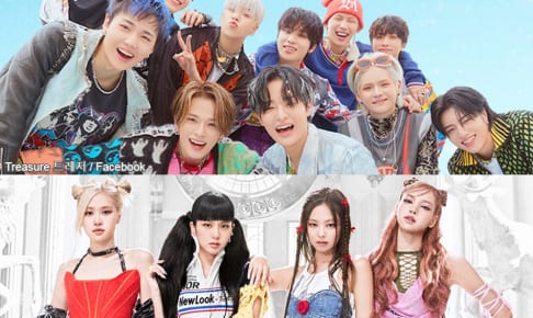 YGエンターテインメント所属 TREASURE（上段）、BLACKPINK