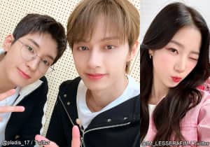 (左から)SEVENTEEN ウォヌ、ジュン、LE SSERAFIM カズハ